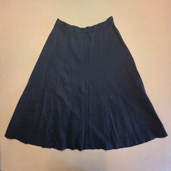 Lauren Ralph Lauren Dresses & Skirts - Lauren Ralph Lauren Linen Cotton Blend Black Eyelet Skirt Sz 10
